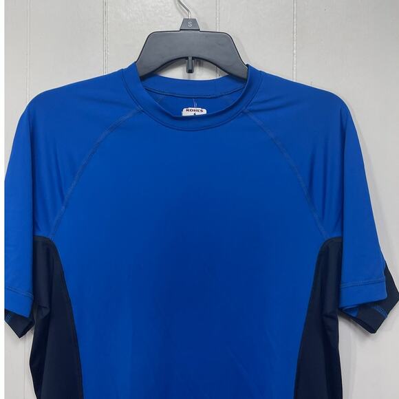 Lands End Mens Activewear Shirt Small Blue Black Colorblock Moisture Wicking New - Picture 2 of 8